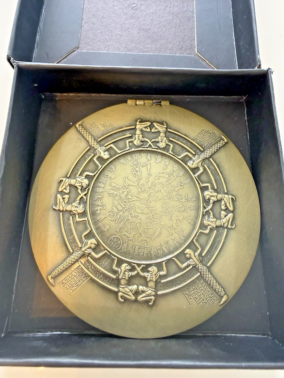 Egypt Four Seasons Hotel Dendera Zodiac Compact Mirror Brass Finish NWB Vintage