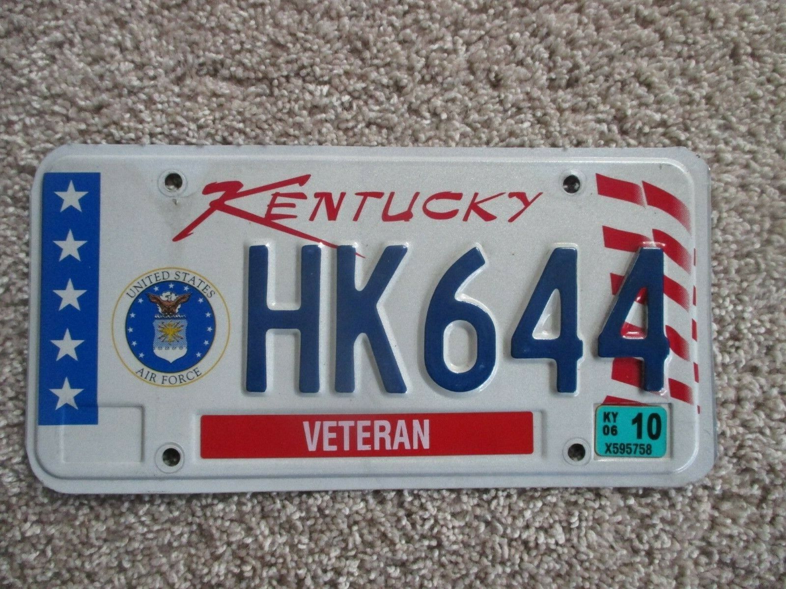 KENTUCKY: USA AIR FORCE ** VETERAN **  License / number plate  #HK644 2006 ISSUE