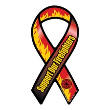 Support Our Firefighters Flame Mini Ribbon Magnet picture