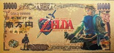 24k Gold Foil Plated Nintendo Zelda Collectible Banknote. Mint picture