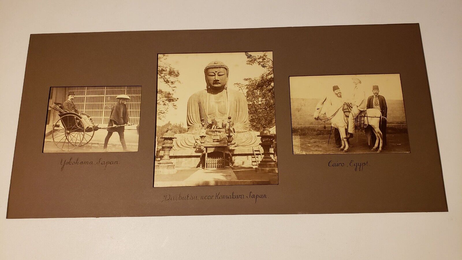 1890's RUDYARD KIPLING TRAVEL PHOTOS ? YOKOHAMA, KAMAKURA CAIRO TRAVEL CAB CARDS