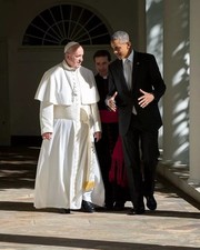 Barack Obama & Pope Francis Walk The White House Colonnade 4x6 PHOTO PRINT picture